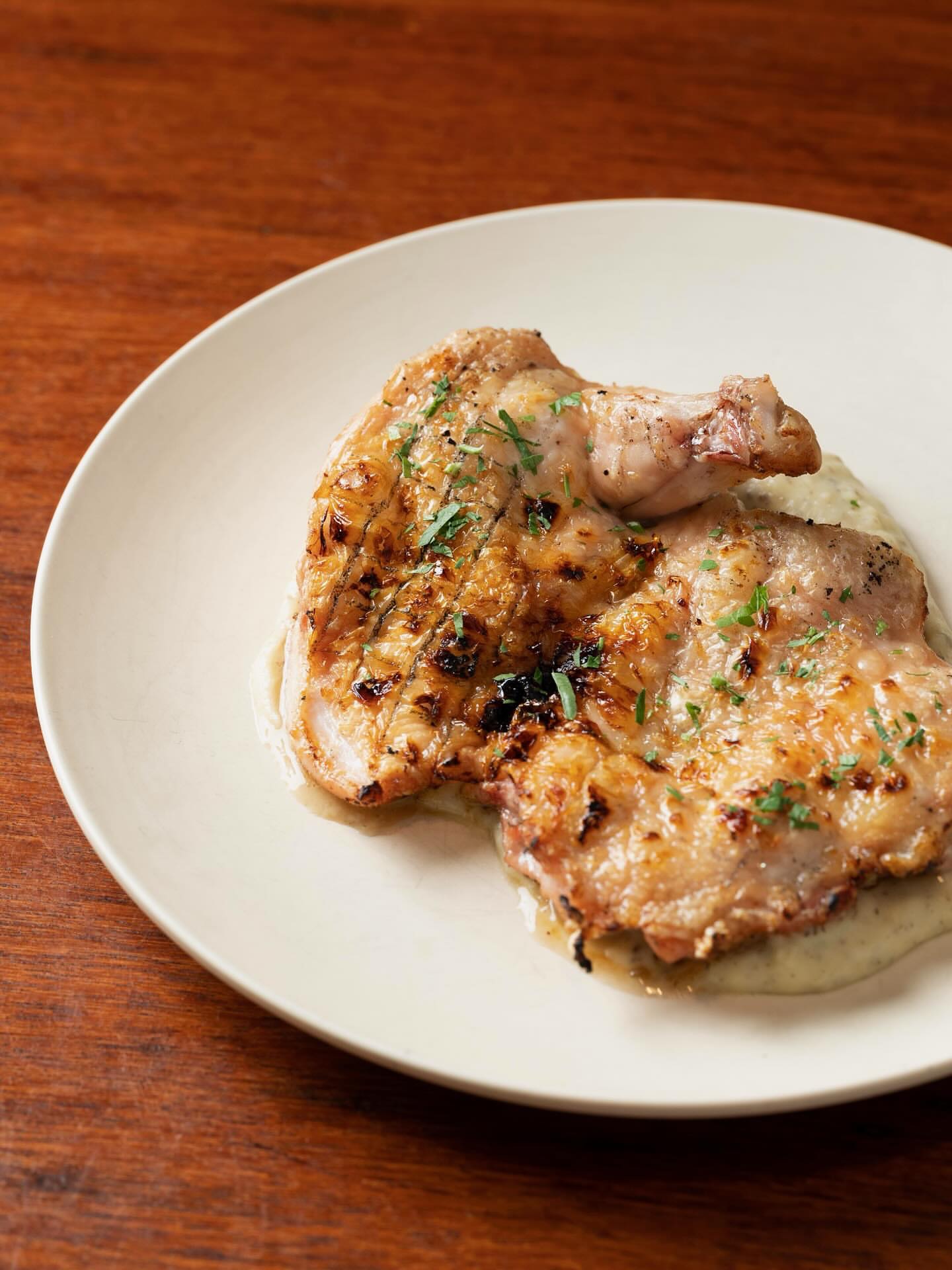 Half chicken with truffle purée